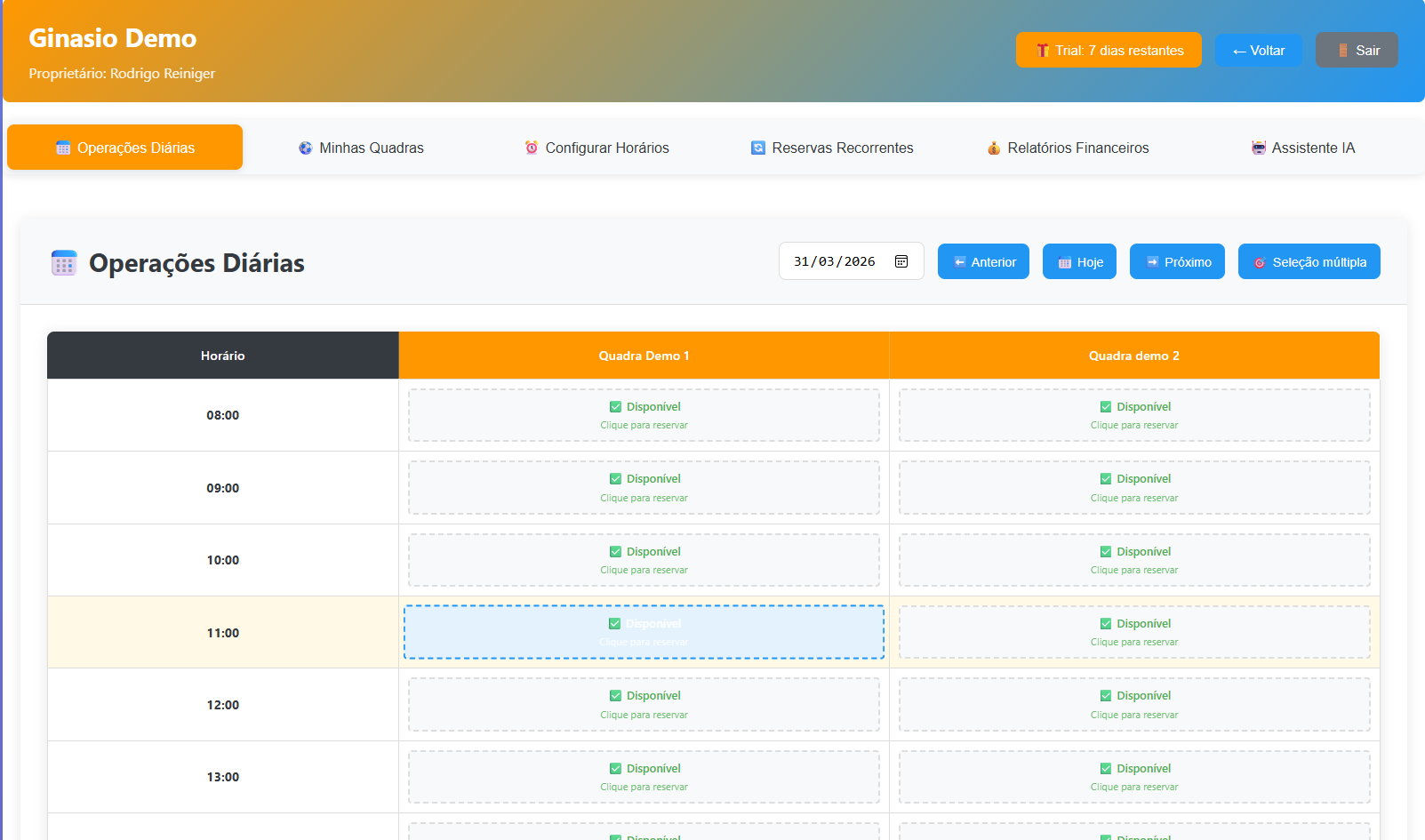 Operações Diárias
